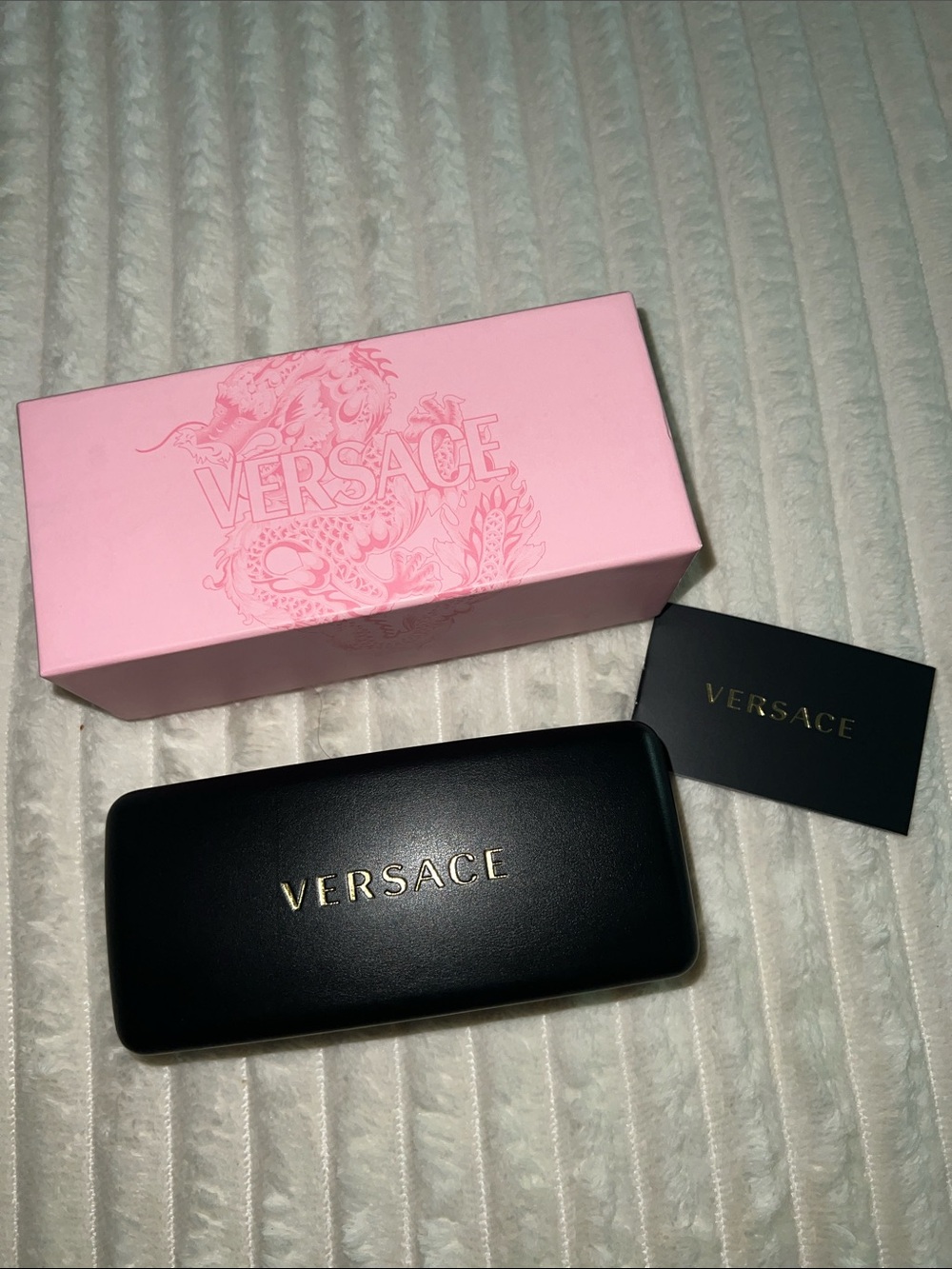 Versace Black Sunglasses Case with Pink Decorative Box